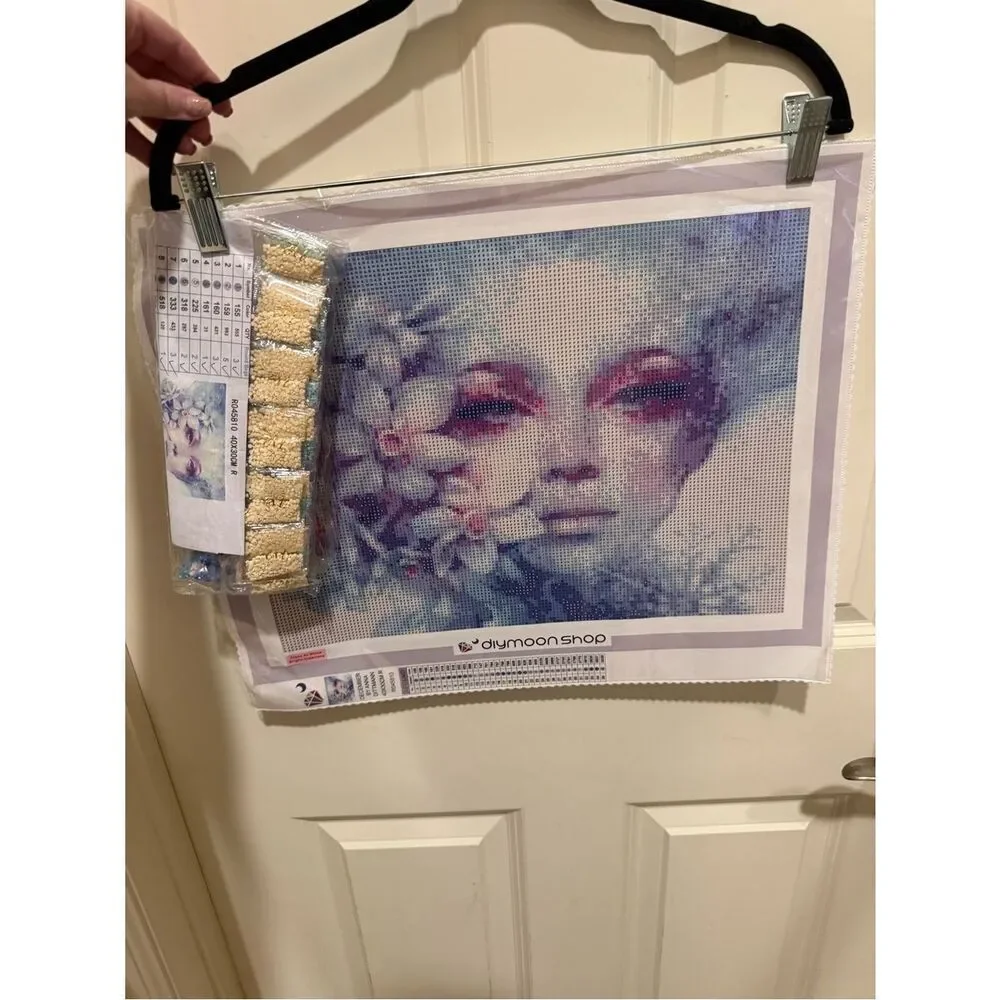 Anna Floral Portrait Diamond Painting Kit in Purple, Pink, Blue